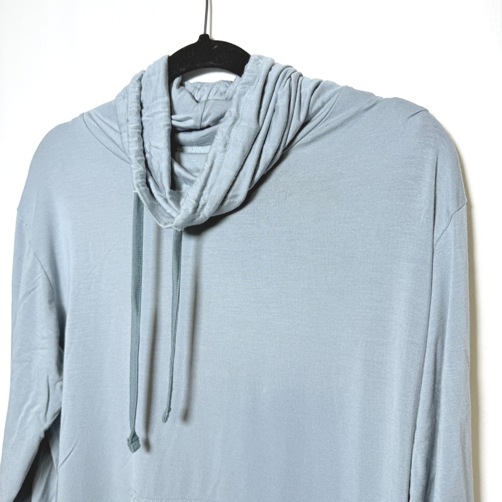 Emirates First Class Loungewear Hoodie Light Blue Cowl Neck Modal Blend S/M